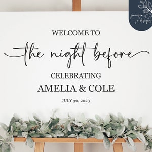 La noche antes de la cena de ensayo Signo de bienvenida Svg / Descarga instantánea Digital Svg / Recepción / Caligrafía de boda moderna / Sr. y Sra. 2023