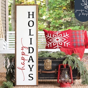 Fijne feestdagen Svg | Happy Holidays Veranda Bord Svg | Verticaal teken Svg | Boerderij Porch Sign Svg | SVG-| DXF | Cricut | Silhouet