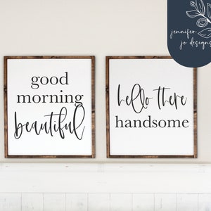 Buenos días hermoso SVG / Hola guapo svg / marido y mujer svg / signo de dormitorio svg / PNG / DXF / cricut / diseños de silueta