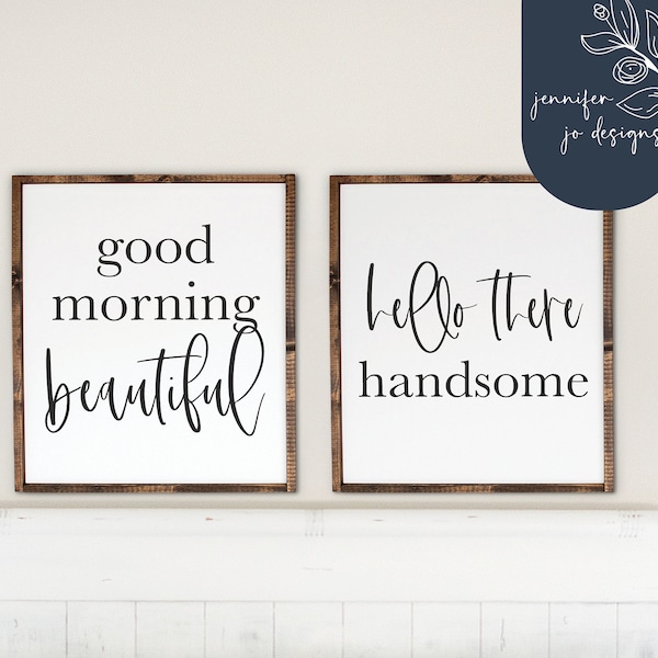 Good Morning Beautiful SVG | Hello There Handsome Svg | Husband and Wife Svg | Bedroom Sign Svg | PNG | DXF | Cricut | Silhouette Designs