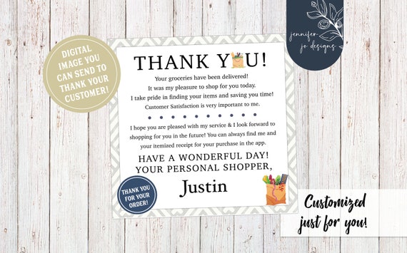Delivery Message | Custom Everyday Text Image | Personalized Thank You  Delivery | Five Star Review For Grocery Delivery | Delivery Thank You