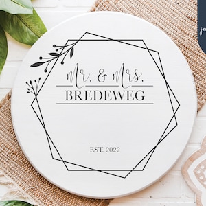 Mr And Mrs Wreath Svg | Wedding Monogram Geometric Svg | Mr Mrs Est 2022 | Engagement Svg | Family Name Monogram Svg | Digital Cut Files