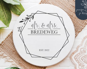 Mr And Mrs Wreath Svg | Wedding Monogram Geometric Svg | Mr Mrs Est 2022 | Engagement Svg | Family Name Monogram Svg | Digital Cut Files
