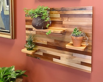 Floating Plant Shelf 24" x 18" - Shelving for walls - Beautiful plant stand - reclaimed wood - Squared Corners