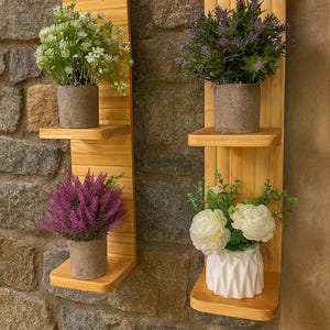 Reclaimed Wood Floating Plant Shelf: Rustic Farmhouse Decor