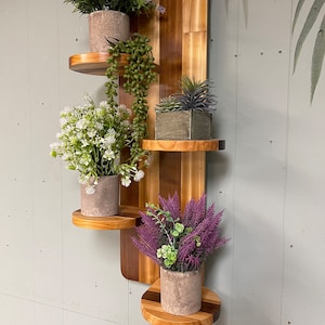 Handmade Reclaimed Wood 4 Tier Wall Shelf: Floating Plant Display