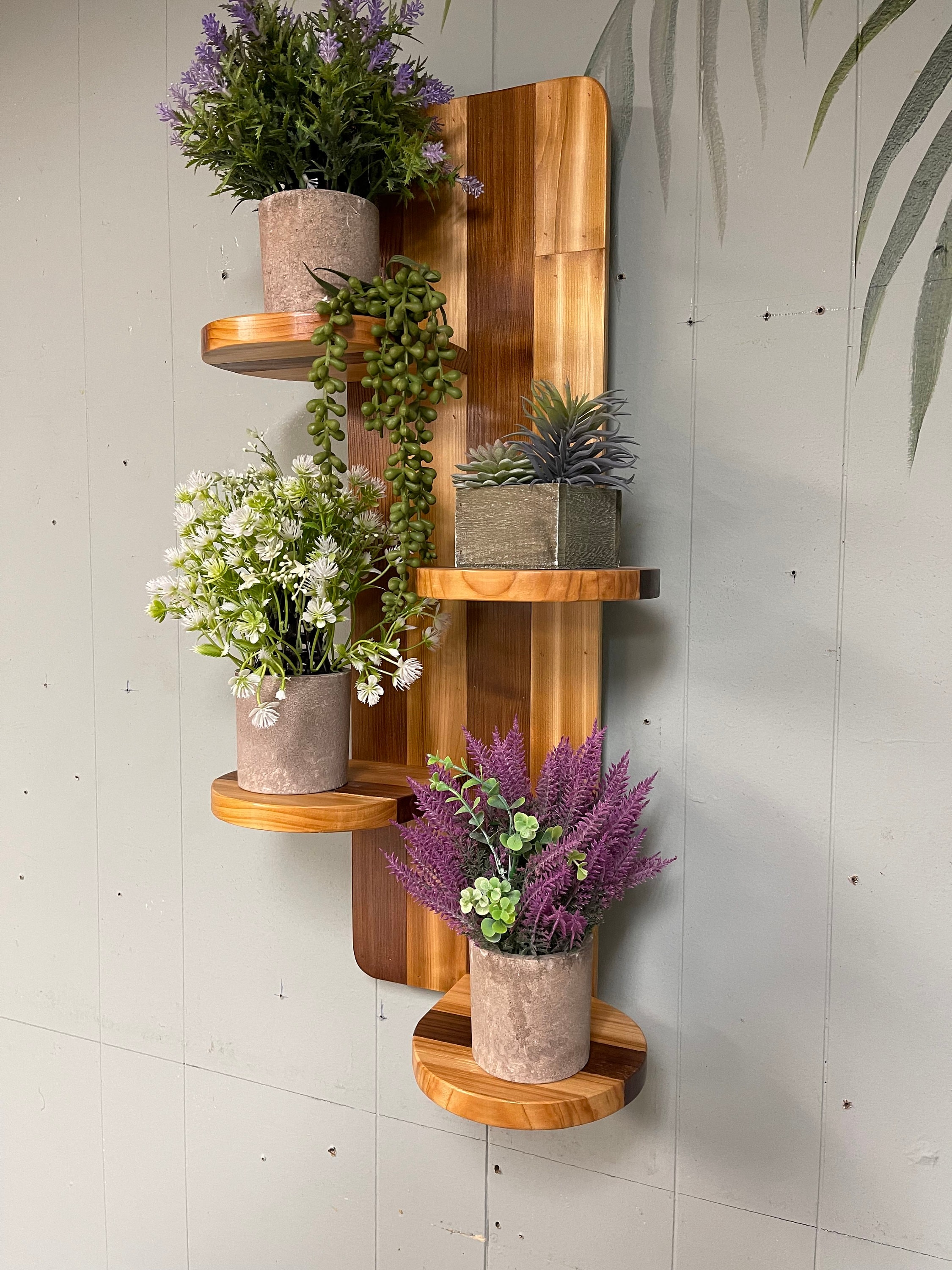 Handmade Reclaimed Wood 4 Tier Wall Shelf: Floating Plant Display - Etsy