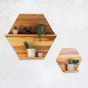 Reclaimed Wood Hexagon Shelves, Various Sizes, Cottagecore Decor, Rustic Wedding Gift