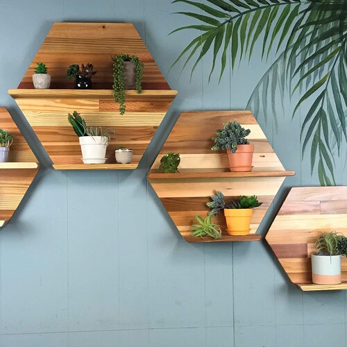 Shelf Wall Shelf Hexagon Shelves Various Sizes Made With Etsy