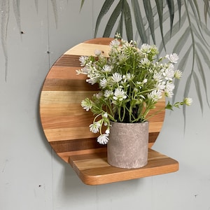 Reclaimed Wood Round Floating Shelf - 12 Inch Plant Shelf