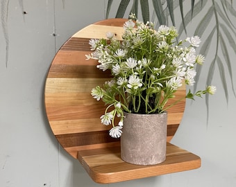 12 Inch Round Floating Shelf - Floating Wall Shelf - Plant Shelf - 1 Inch Slats - Reclaimed Wood