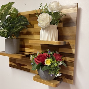 Floating Plant Shelf - Wood - &quot;Subway Tile&quot; - Rustic Reclaimed Wood