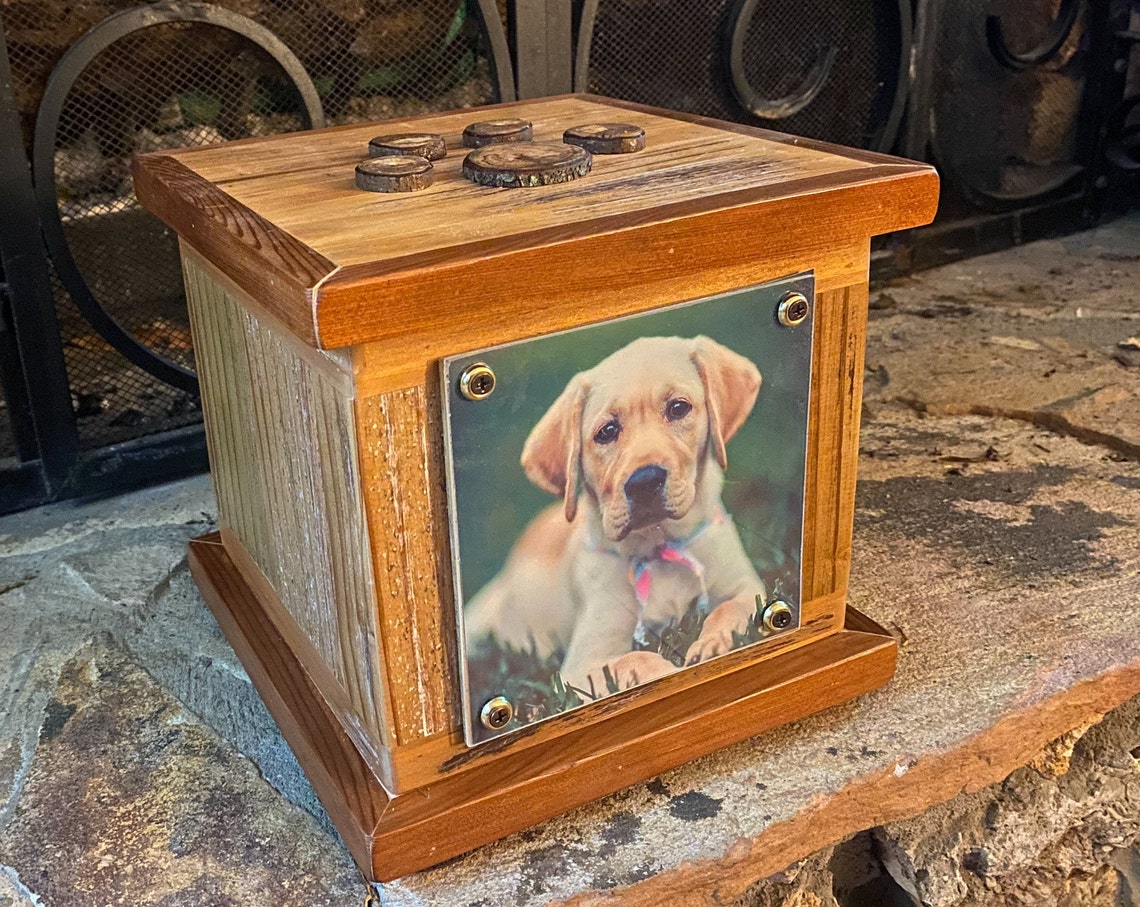 Rustic Wooden Pet Urn With Personalized Photo RECLAIMED WOOD Etsy