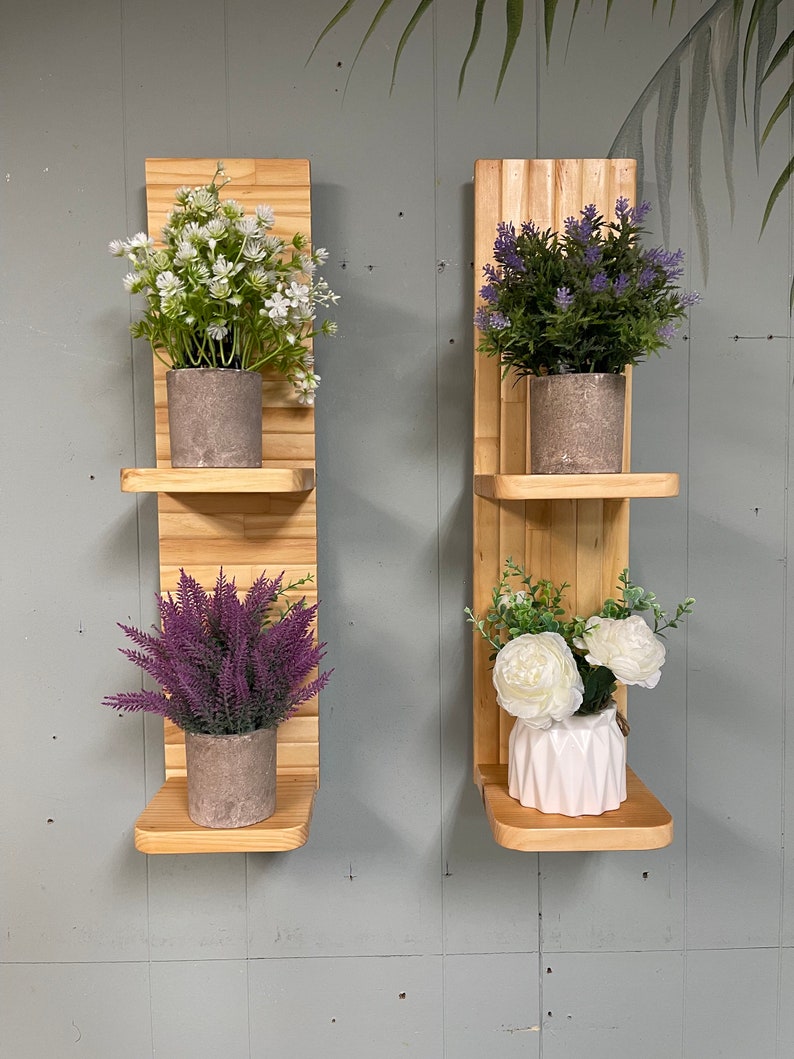 Floating Wall Plant Shelf Horizontal or Vertical Slats 5 Etsy