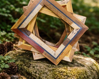 Handcrafted Reclaimed Wood Picture Frame: Rustic Colorful Decor