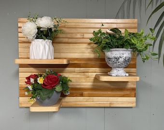 24x18 Plant Stand Clear Pine- 5 Inch Shelves - Floating Plant Shelf - 1 inch slats - Shelving for Walls