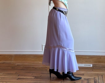 90s y2k Pastel Purple Maxi Skirt Mermaid Core Fairy Girly Mermaid Skirt Fishtail Hippie Revival Skirt M