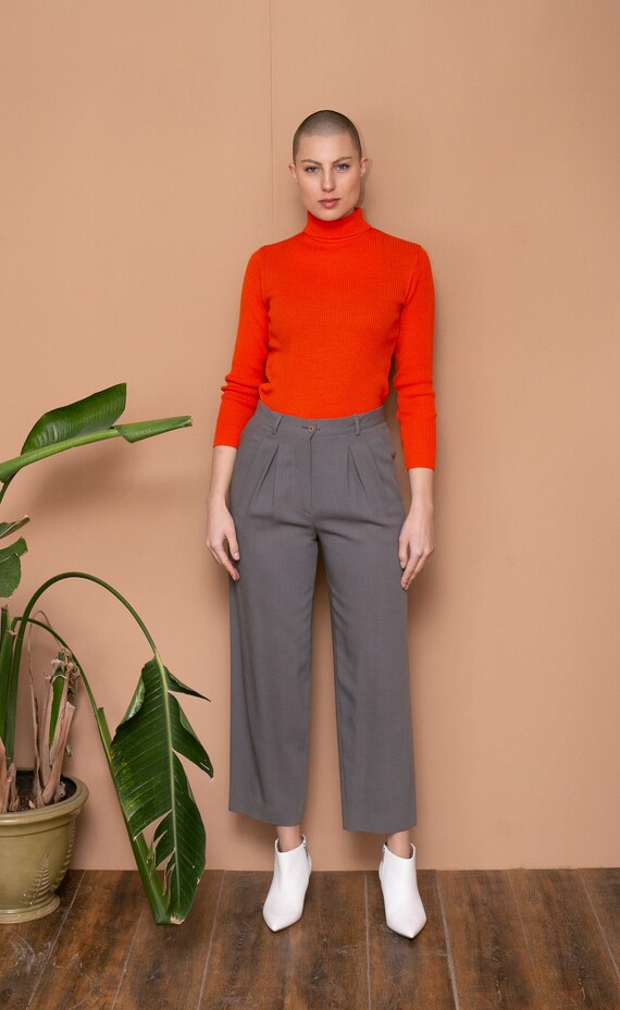 80s Armani High Waist Pants Gray Structured Pants… - image 2