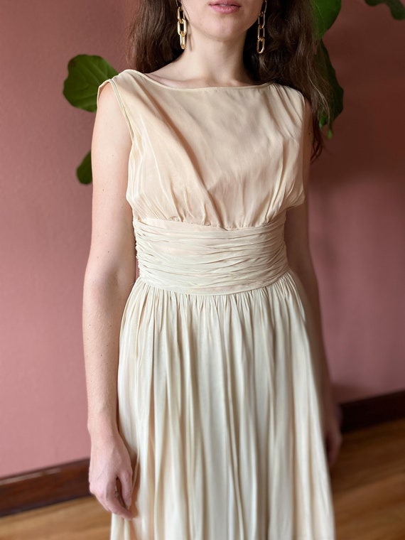 Vintage 1950's Cream Chiffon Dress // Party Dress