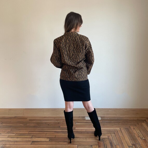 90s Blazer YSL Brown Black Pattern Abstract Black… - image 10