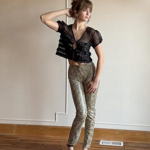 90s 00s snakeskin leather hot pants low rise Y2K bodycon slim fit animal print flare pants XXS