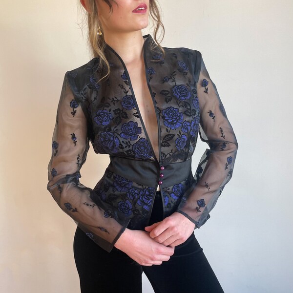 Sheer Black Glitter Jacket Etsy