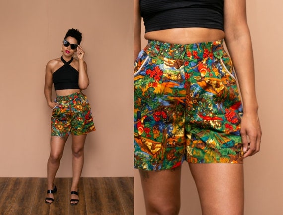 animal print high waisted shorts