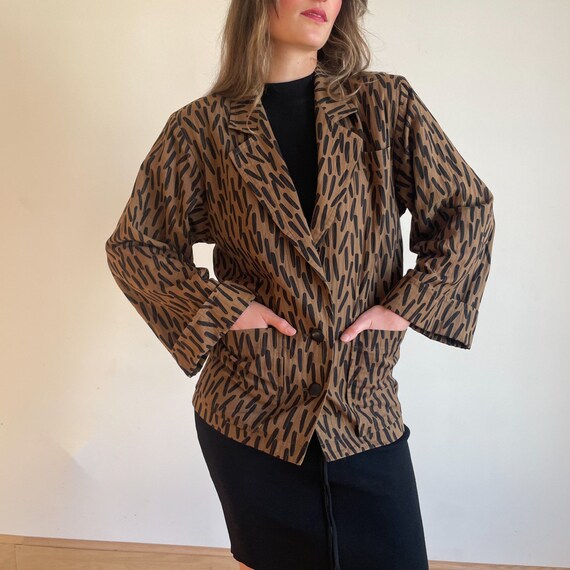 90s Blazer YSL Brown Black Pattern Abstract Black… - image 7