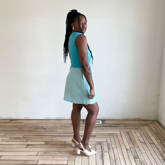 60s Dress Mod Mini Dress Bright Blue Polka Dot Mu… - image 8