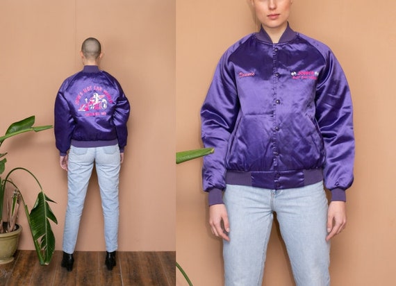 purple satin bomber jacket