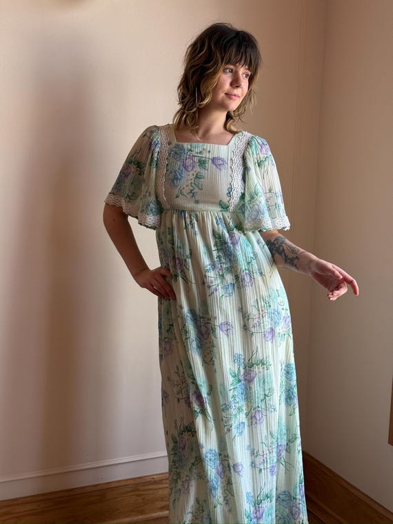 cotton gauze maxi dress with sleeves ASHLEIGH COTTON GAUZE MAXI DRESS