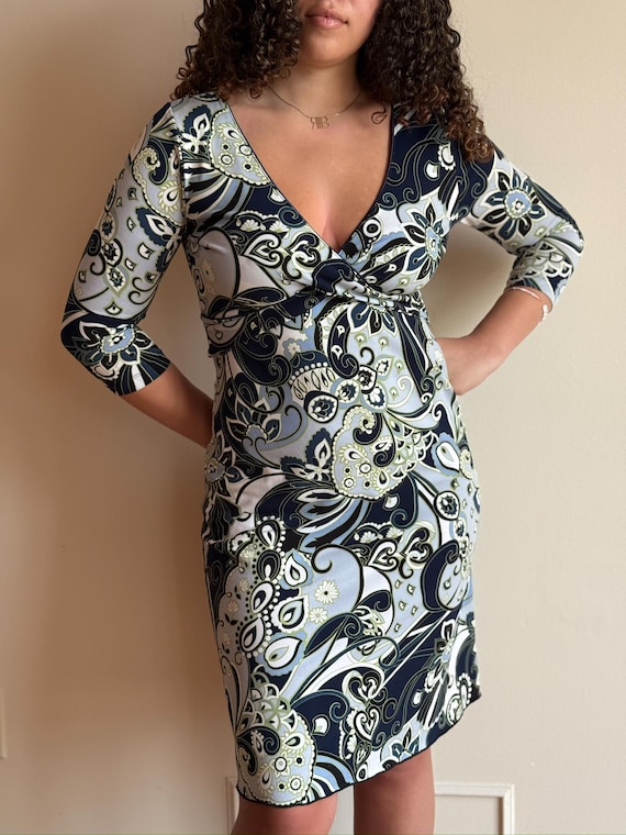 paisley bodycon dress Artsy Babe Paisley Bodycon Slit Midi Dress