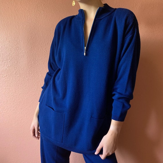 80s Two Piece Sweat Suit Knit Sweater Pullover Kn… - image 2