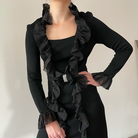 Black dress with rhinestone accents online