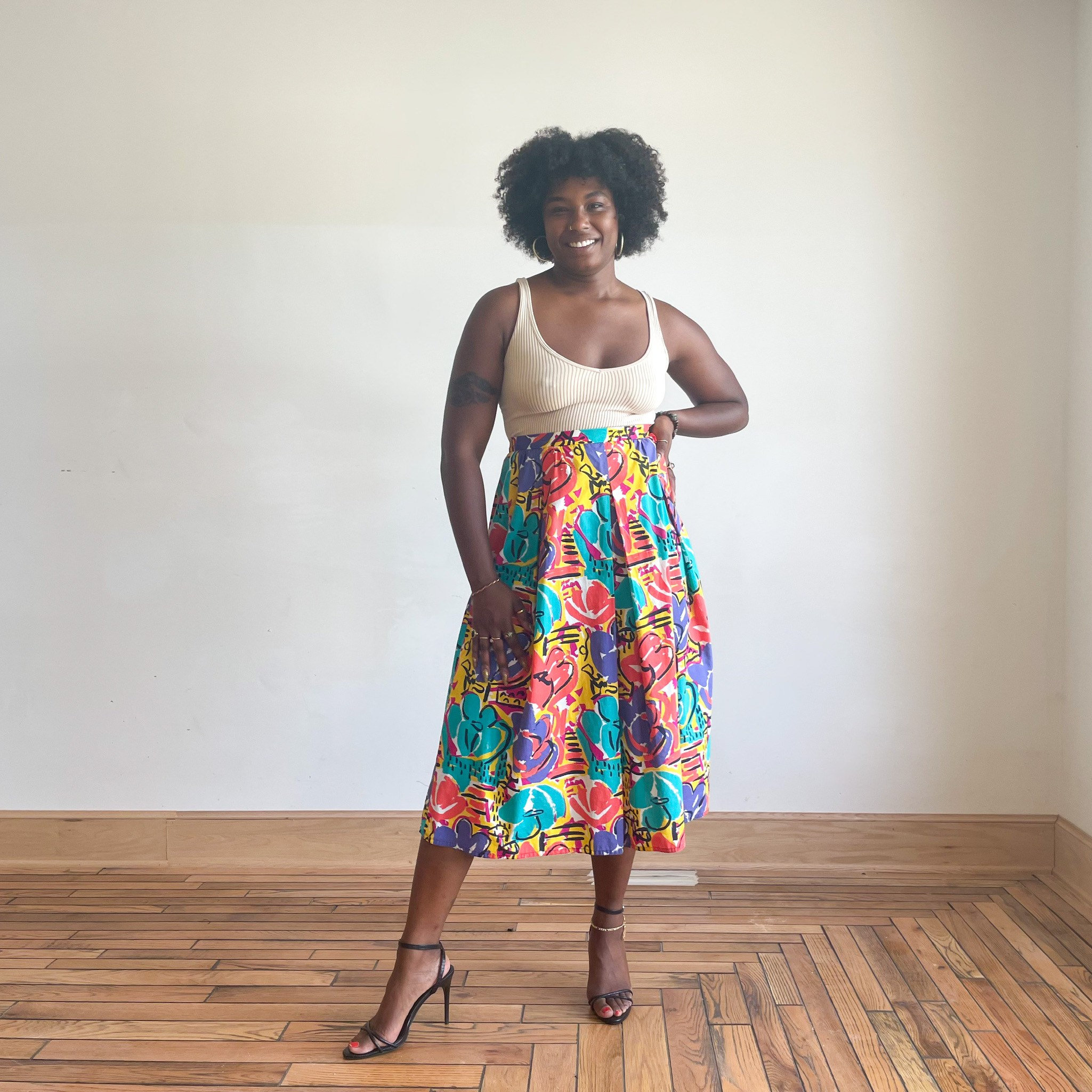 スカート 80s-90s Japanese label dot pleats skirt NSL25105(スカート) 80s COTTON VOILE SMALL FLOWER PRINT