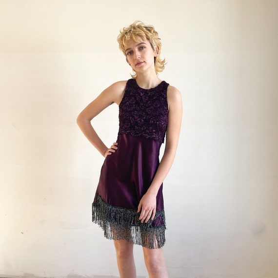 90s Mini Dress Metallic Fringe Sparkle ...