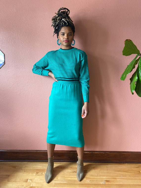 Teal Wool Two Piece Matching Separates Set - S M