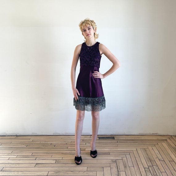 90s Iridescent Lace Cutout Dress (M)