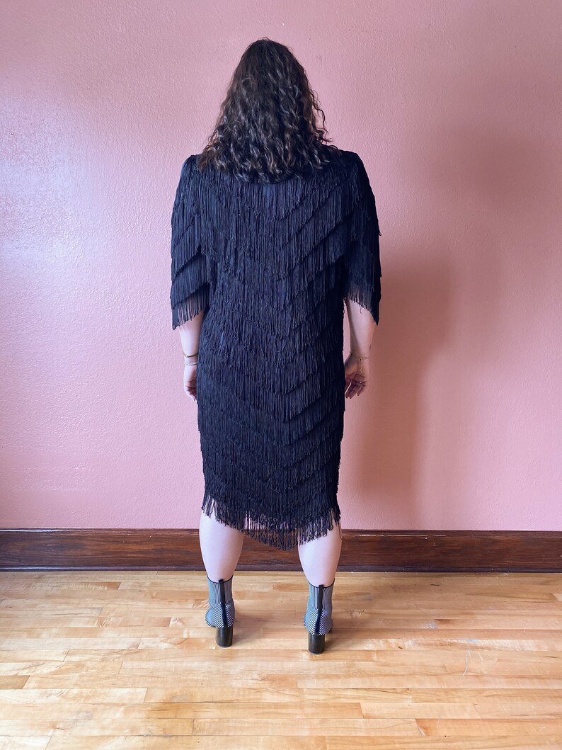 Vintage Plus Size Full Fringe Dress Flapper Dress Size 1X 2X