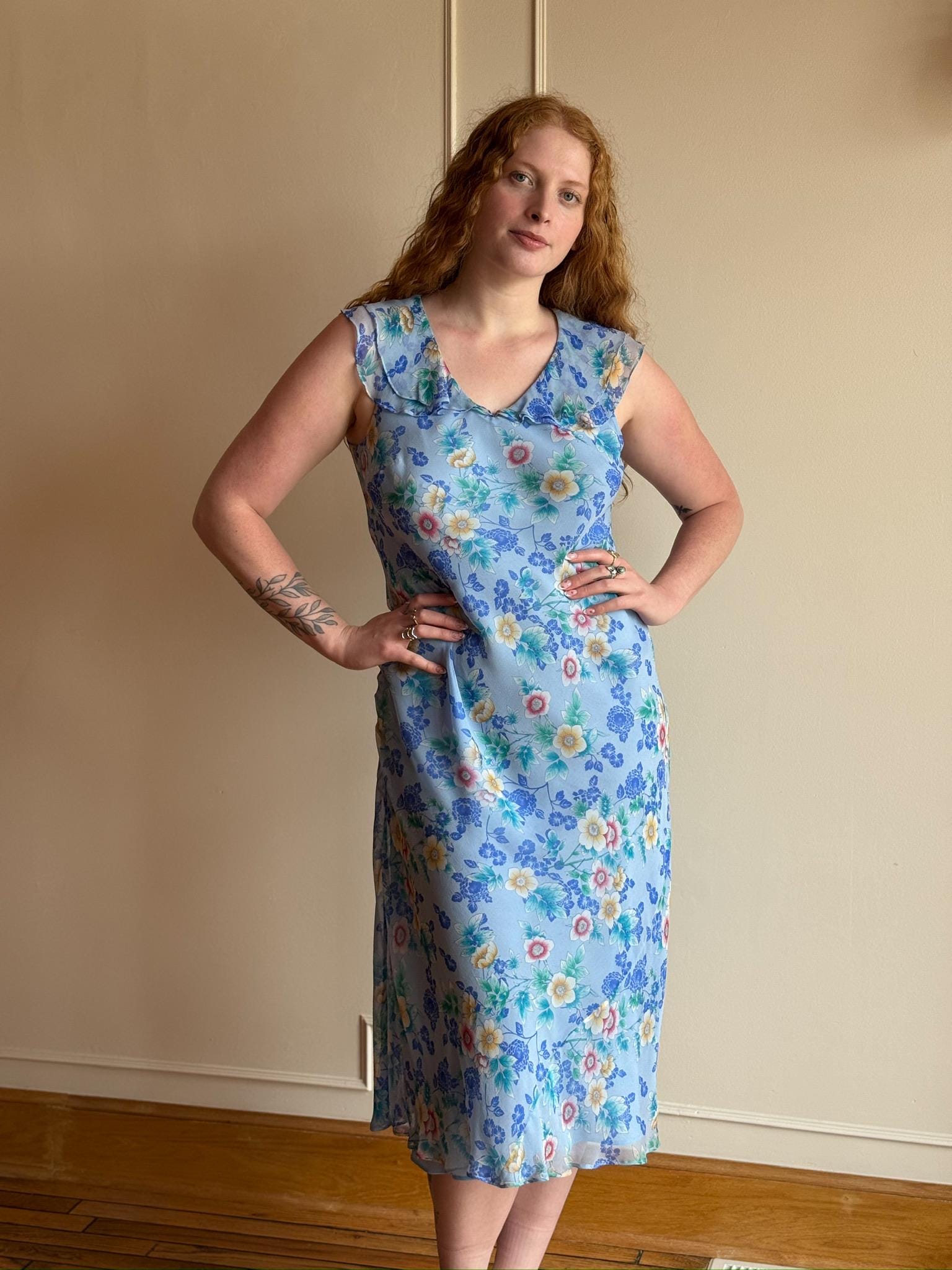 90s Silk Ruffle Dress - Etsy