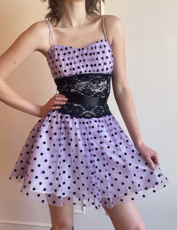 Buy 90s Polka Dot Tulle Mini Dress  Purple Lace Sweetheart Prom Dress  Online in India - Etsy