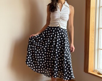 小物 YUKI shop 90s JH Collectibles Black Polka Dot Midi Skirt – Fit and