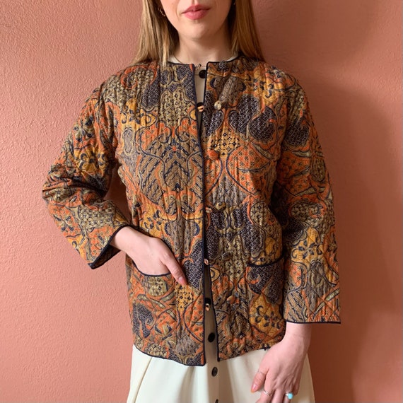 90s Quilted Jacket Floral Printed Transitional Jac