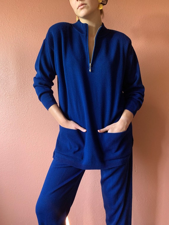 80s Two Piece Sweat Suit Knit Sweater Pullover Kn… - image 8