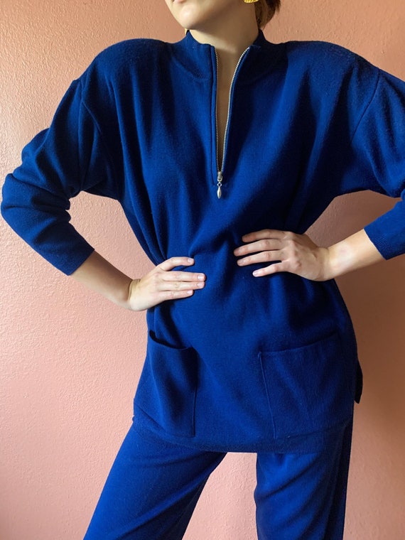 80s Two Piece Sweat Suit Knit Sweater Pullover Kn… - image 6