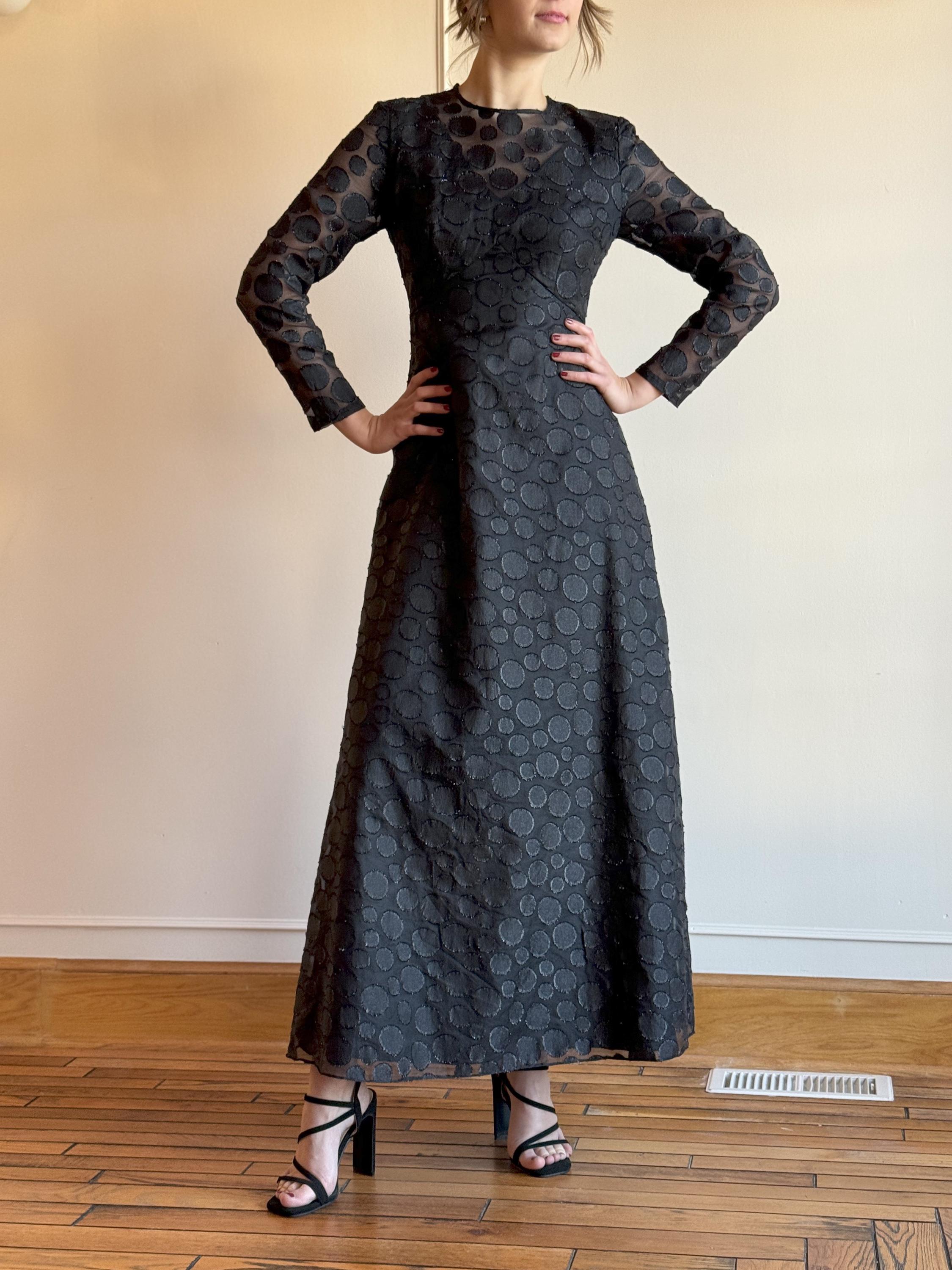 60s Black Party Dress With Sheer Upper and Empire Waist Line