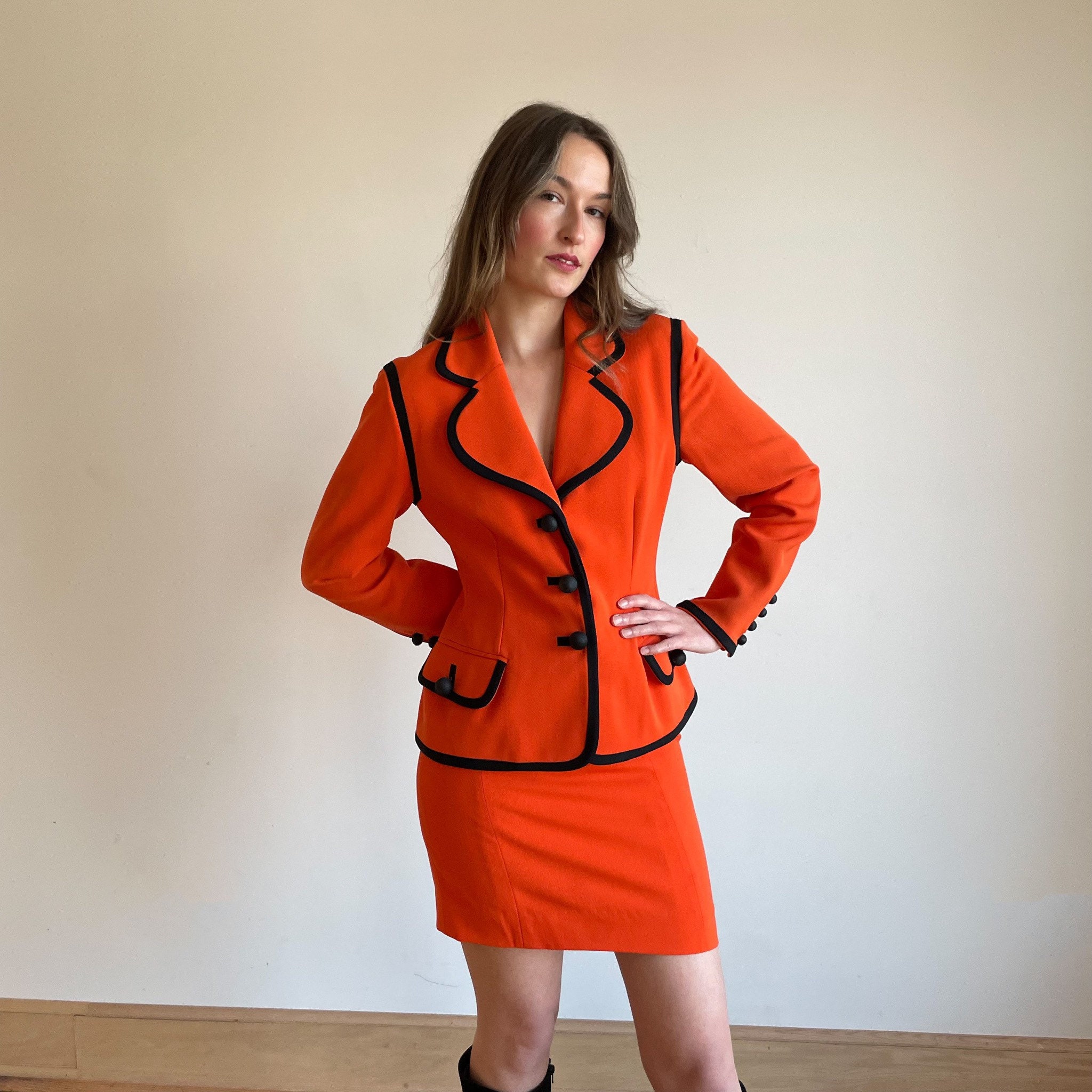 90s Moschino Orange Suit Set – Mini Skirt & Blazer - Etsy
