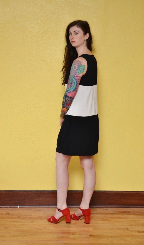 90s Black White Minimal Dress Mod Dress Mini Dres… - image 7