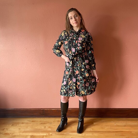 60s Lou Fritzel Dress Mod Dress Floral Printed Mi… - image 6
