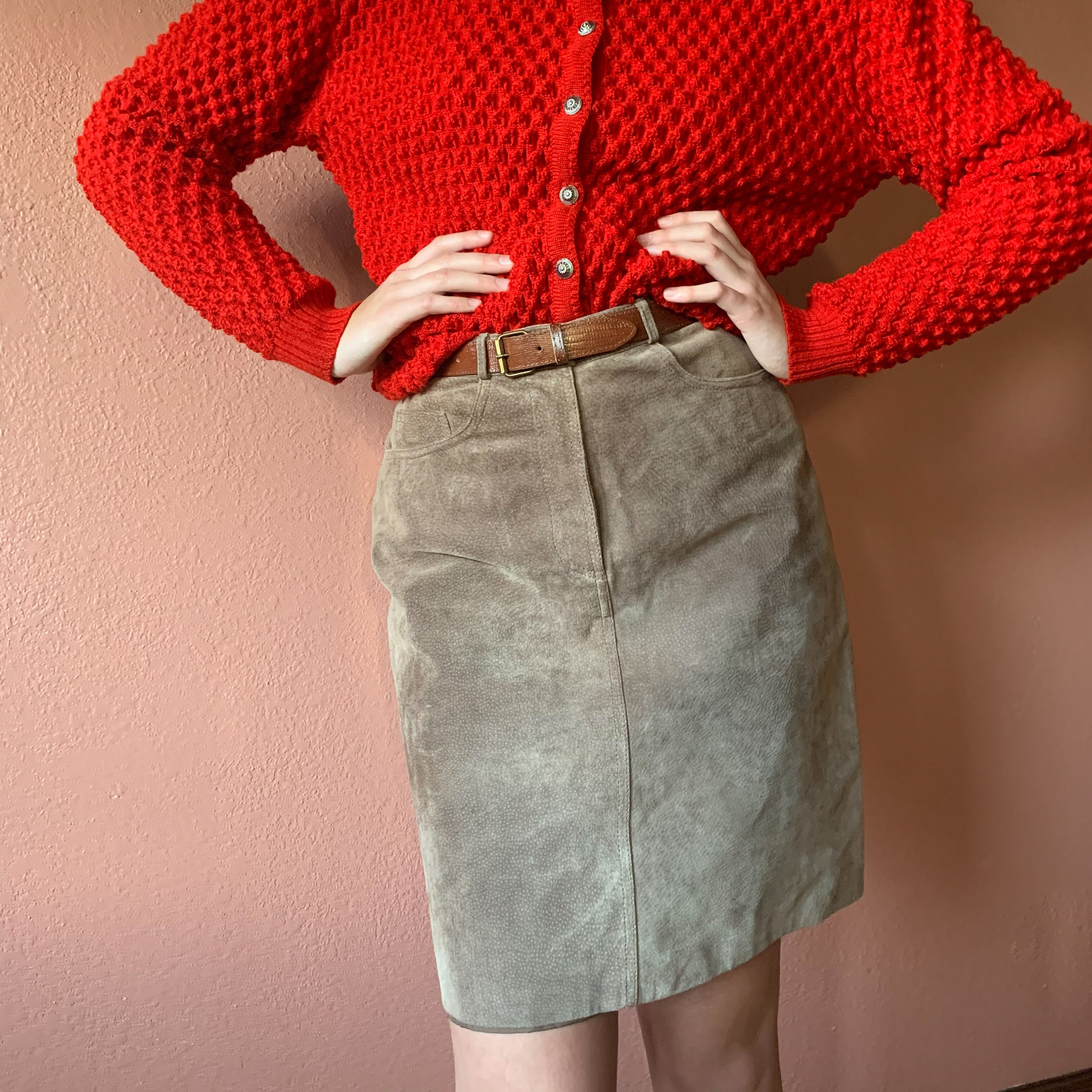 fitted suede mini skirt